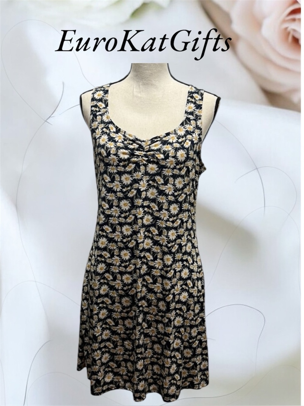 Wallflower Navy Daisy Print A-Line Tank Dress  Sizecl L